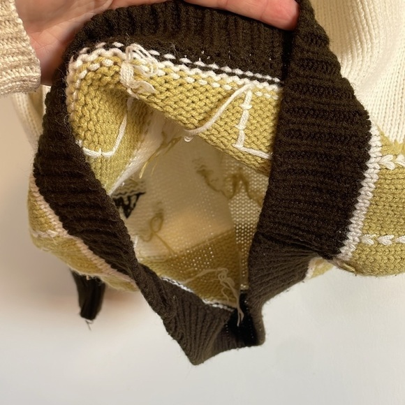VTG Ski Sweater Fair Isle Retro Knit Waldorf Grandpa Large Cream Southwest - Picture 8 of 11
